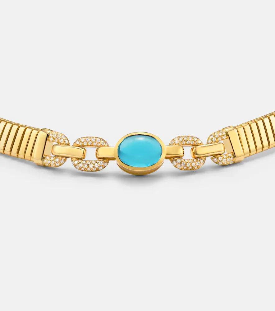BVLGARI Tubogas 18kt gold necklace with topaz and diamonds | Thumbnail 3 BVLGARI Tubogas 18kt gold necklace with topaz and diamonds | Thumbnail 3