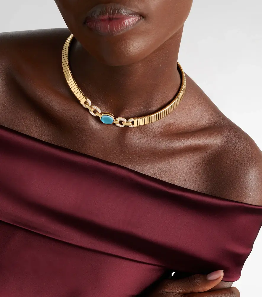 BVLGARI Tubogas 18kt gold necklace with topaz and diamonds | Thumbnail 7 BVLGARI Tubogas 18kt gold necklace with topaz and diamonds | Thumbnail 7