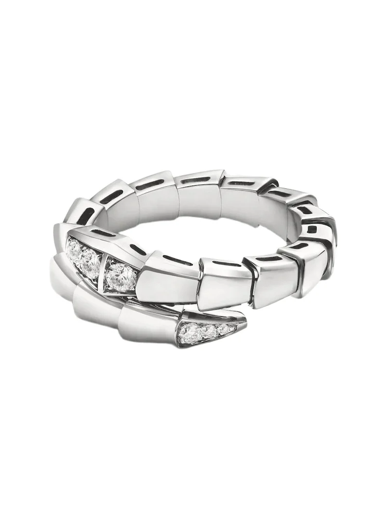 BVLGARI Serpenti Viper 18kt white gold ring with diamonds