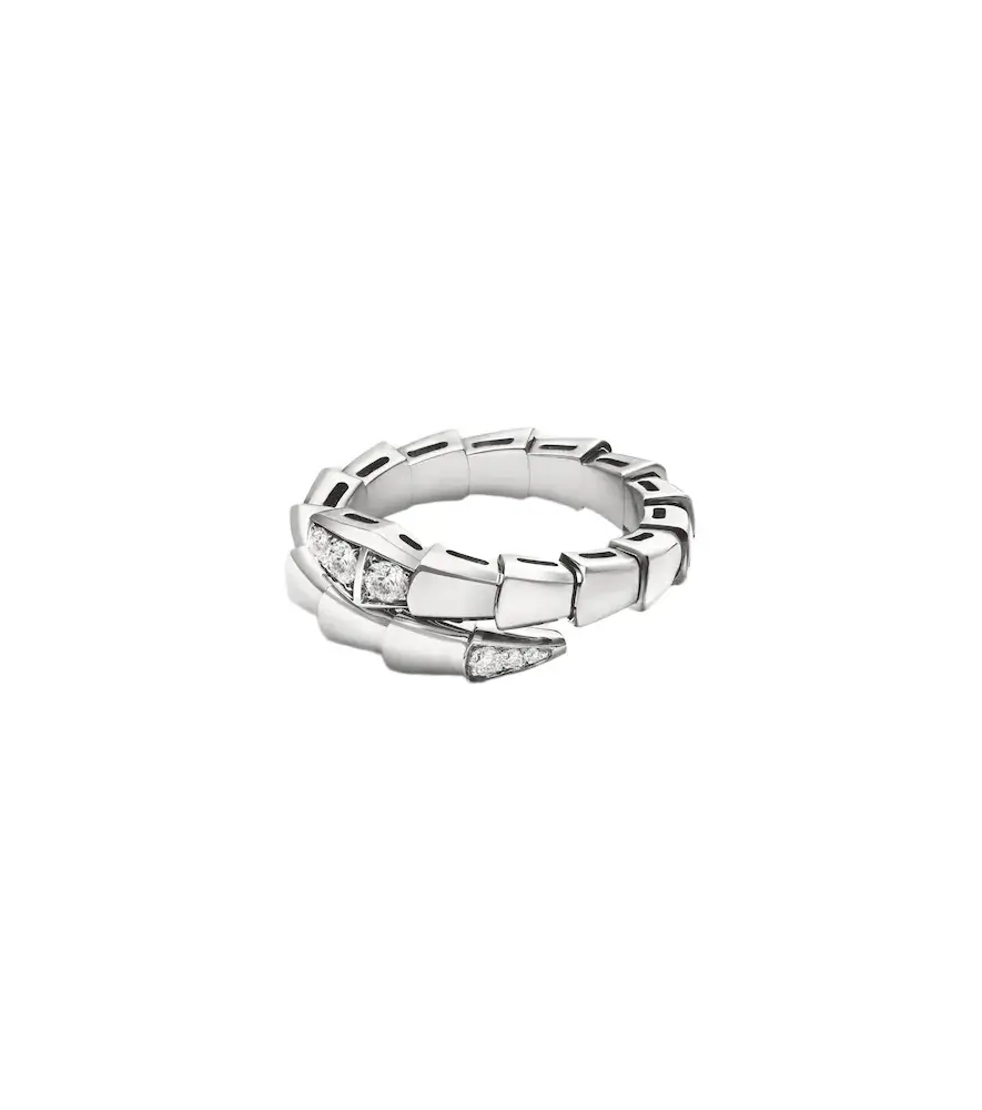 BVLGARI Serpenti Viper 18kt white gold ring with diamonds