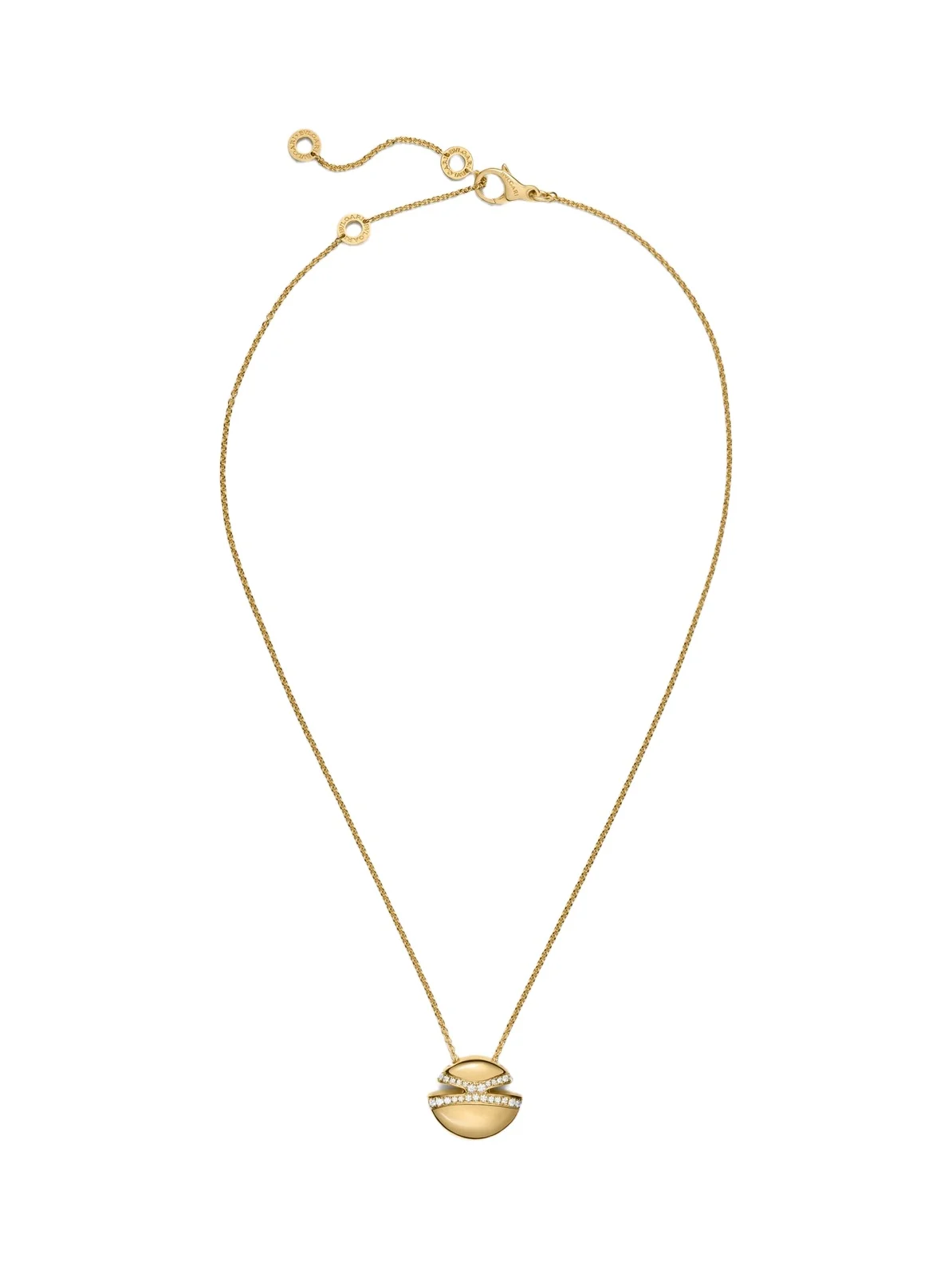 BVLGARI Cabochon 18kt gold pendant necklace with diamonds