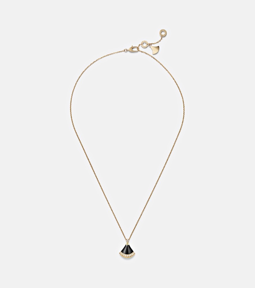 Divas' Dream 18kt gold pendant necklace with onyx and diamonds Divas' Dream 18kt gold pendant necklace with onyx and diamonds