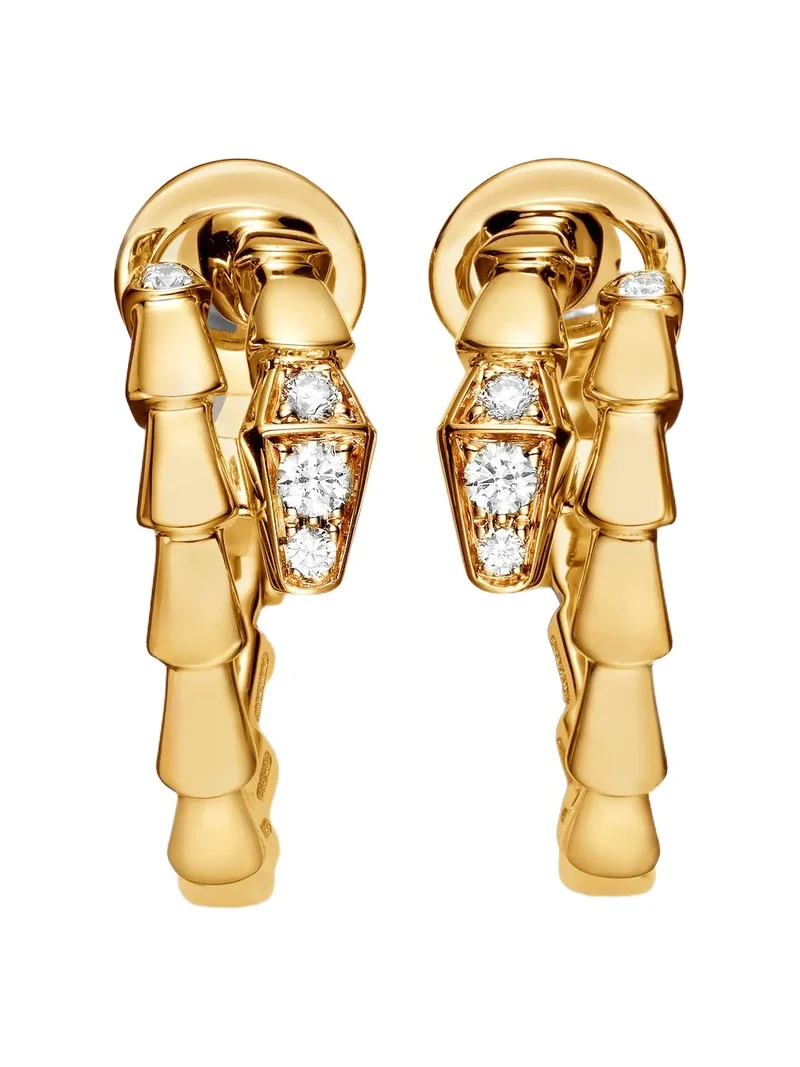 Serpenti Viper 18kt gold hoop earrings with diamonds