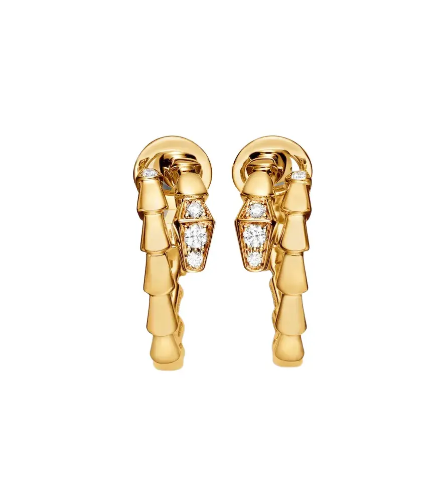 BVLGARI Serpenti Viper 18kt gold hoop earrings with diamonds