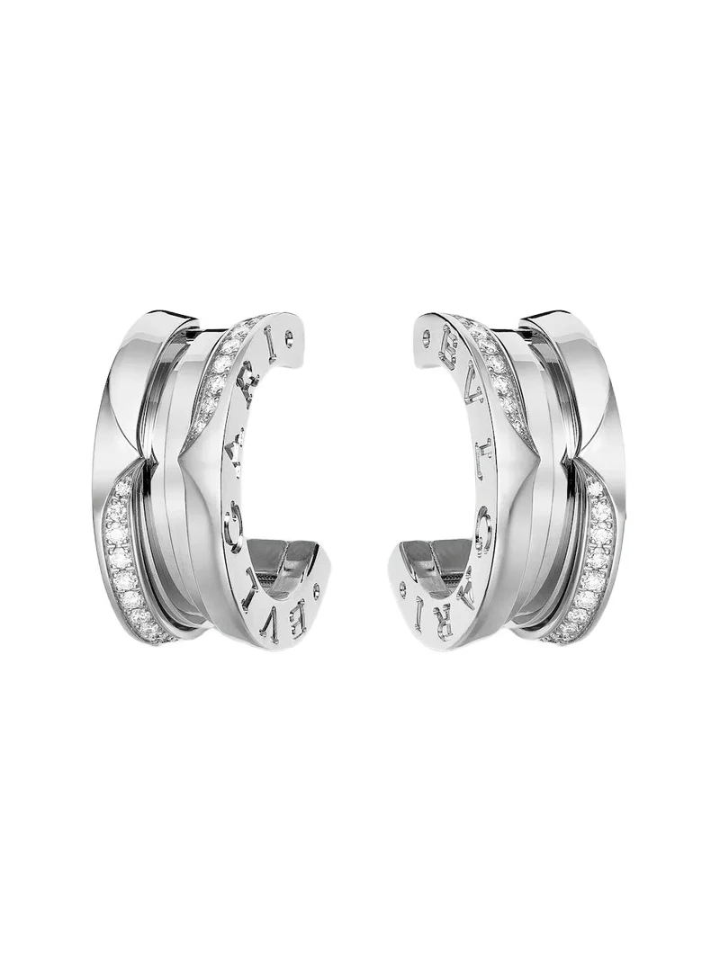 B. zero1 18kt white gold hoop earrings with diamonds B. zero1 18kt white gold hoop earrings with diamonds