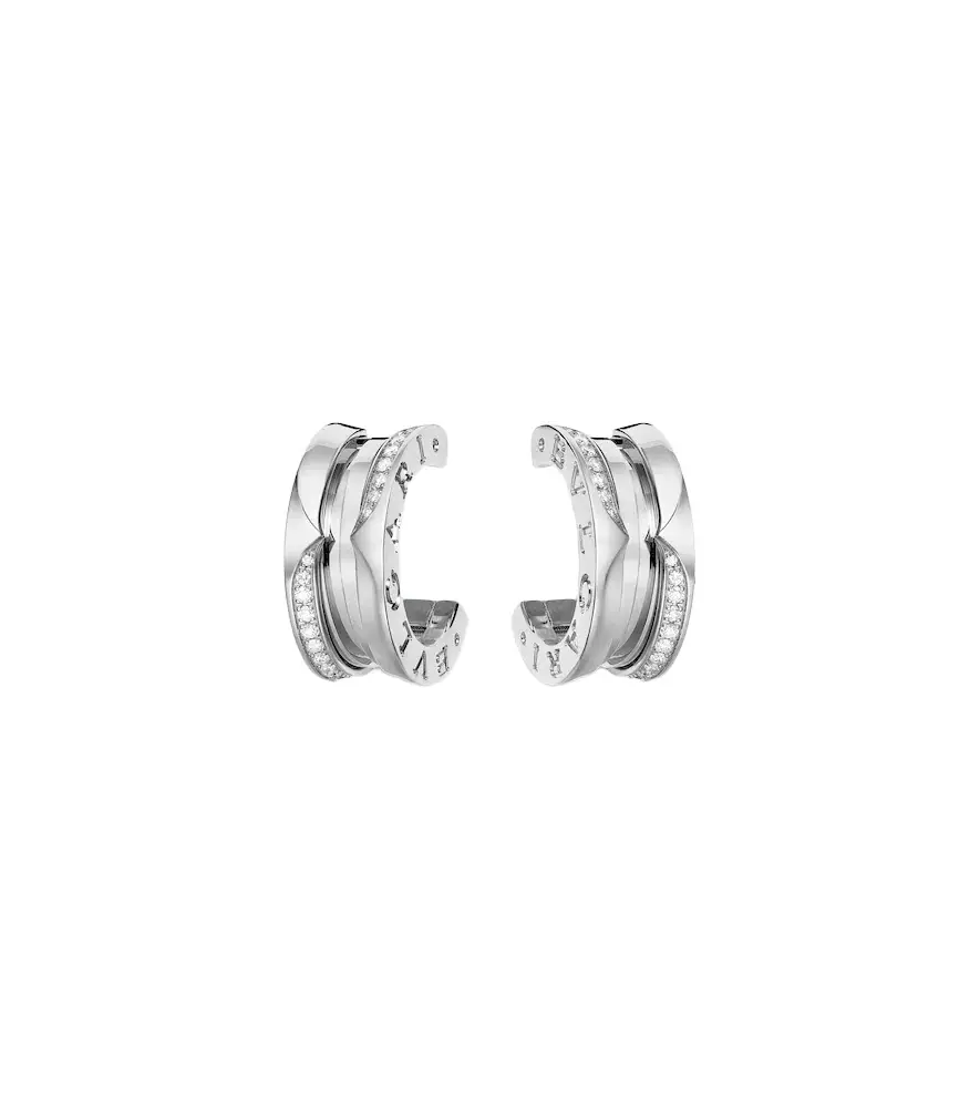 BVLGARI B. zero1 18kt white gold hoop earrings with diamonds