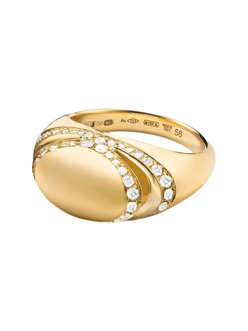 BVLGARI Cabochon 18kt gold ring with diamonds