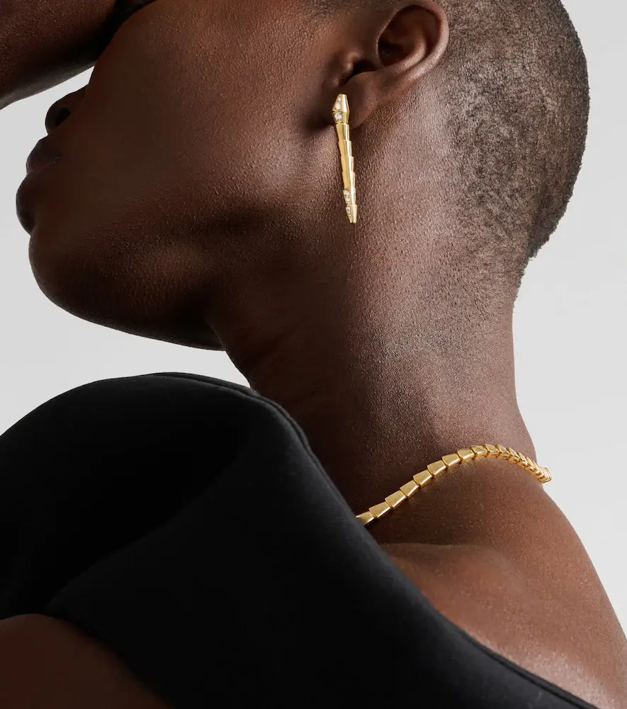 BVLGARI Serpenti Viper 18kt gold drop earrings with diamonds | Thumbnail 2