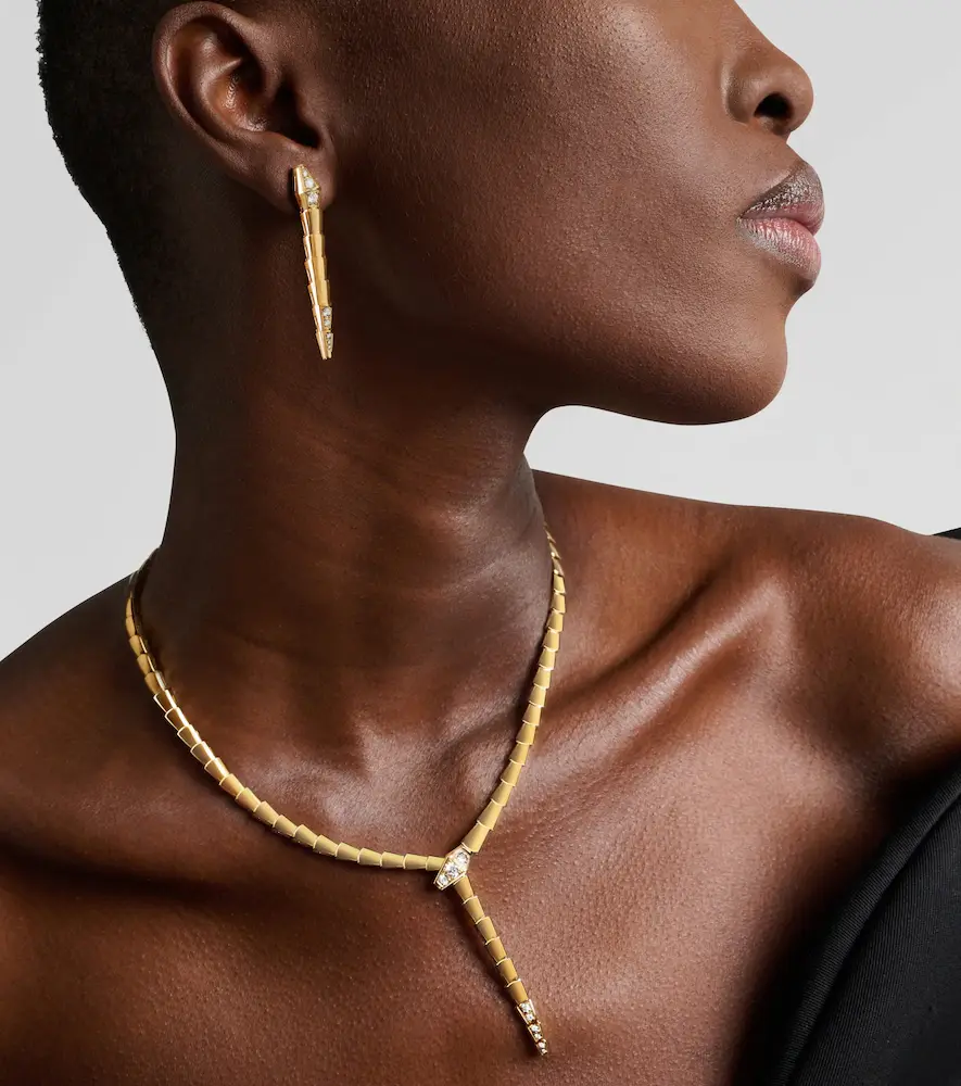 BVLGARI Serpenti Viper 18kt gold drop earrings with diamonds | Thumbnail 5