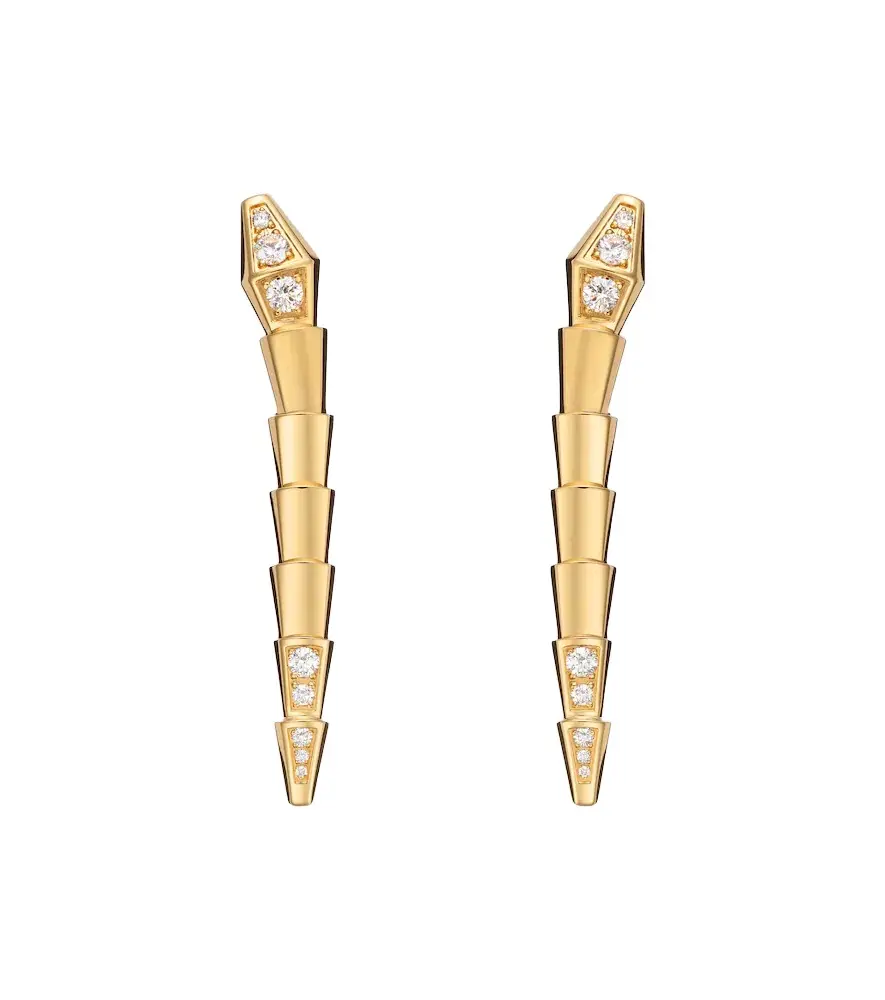 BVLGARI Serpenti Viper 18kt gold drop earrings with diamonds