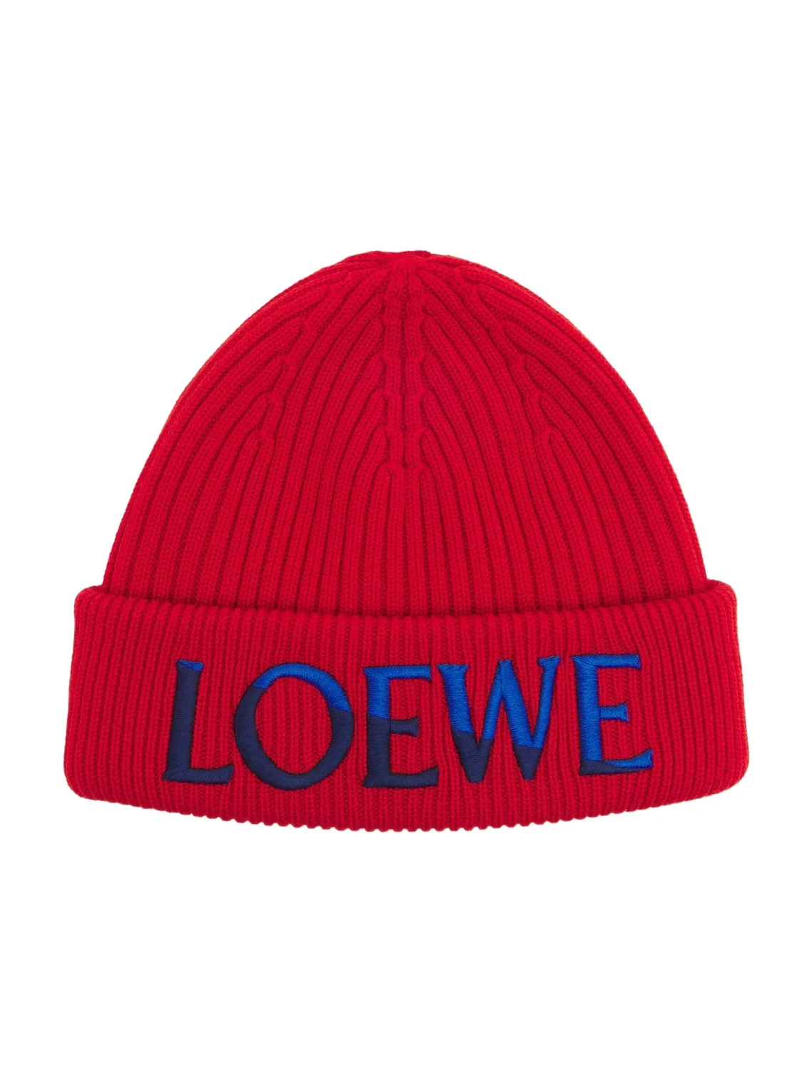 Loewe Embroidered ribbed-knit wool beanie