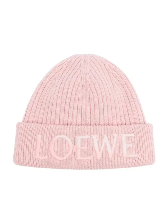 Loewe Embroidered ribbed-knit wool beanie