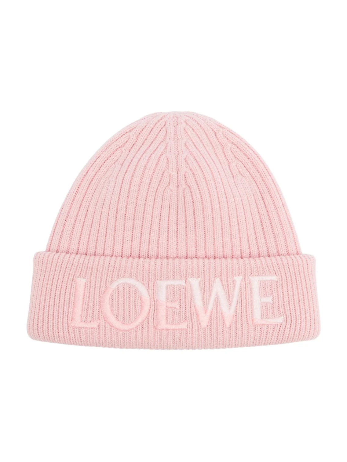 Loewe Embroidered ribbed-knit wool beanie