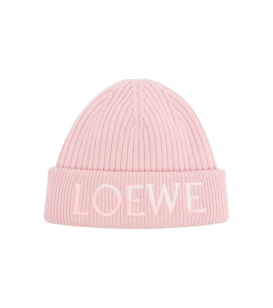 Embroidered ribbed-knit wool beanie Embroidered ribbed-knit wool beanie
