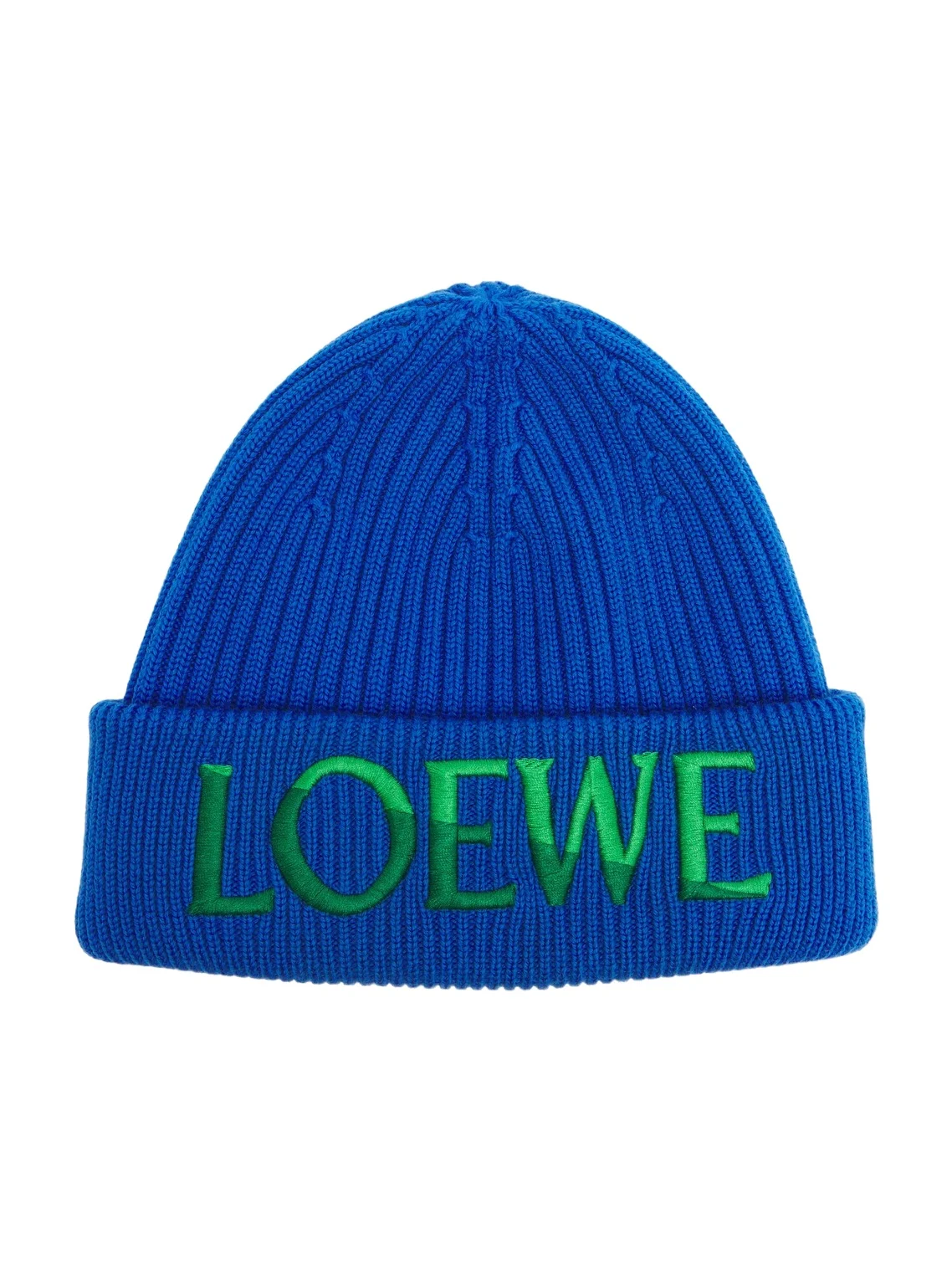 Loewe Embroidered ribbed-knit wool beanie