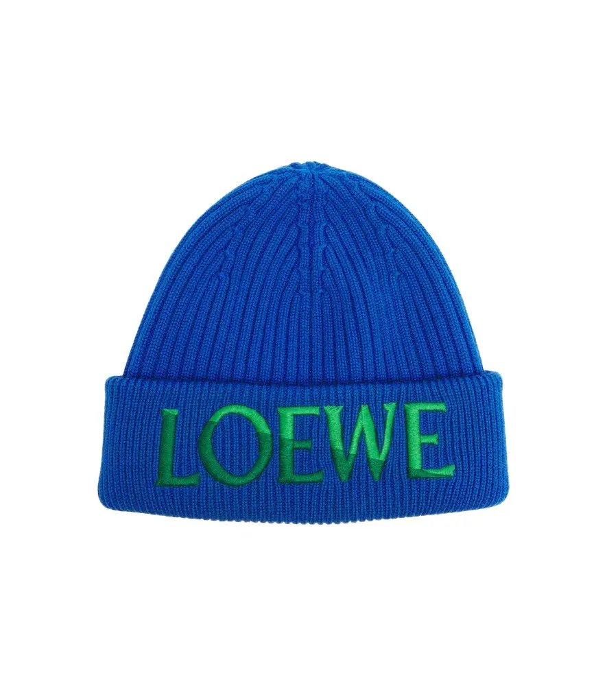 Embroidered ribbed-knit wool beanie Embroidered ribbed-knit wool beanie