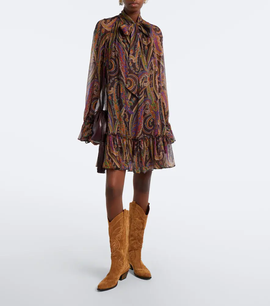 Etro Paisley tie-neck silk chiffon minidress | Thumbnail 2 Etro Paisley tie-neck silk chiffon minidress | Thumbnail 2