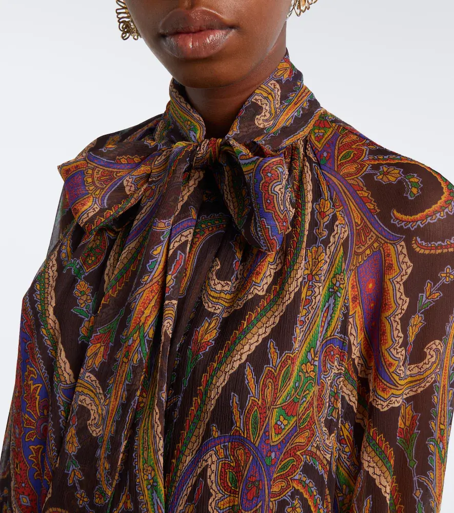 Etro Paisley tie-neck silk chiffon minidress | Thumbnail 3 Etro Paisley tie-neck silk chiffon minidress | Thumbnail 3