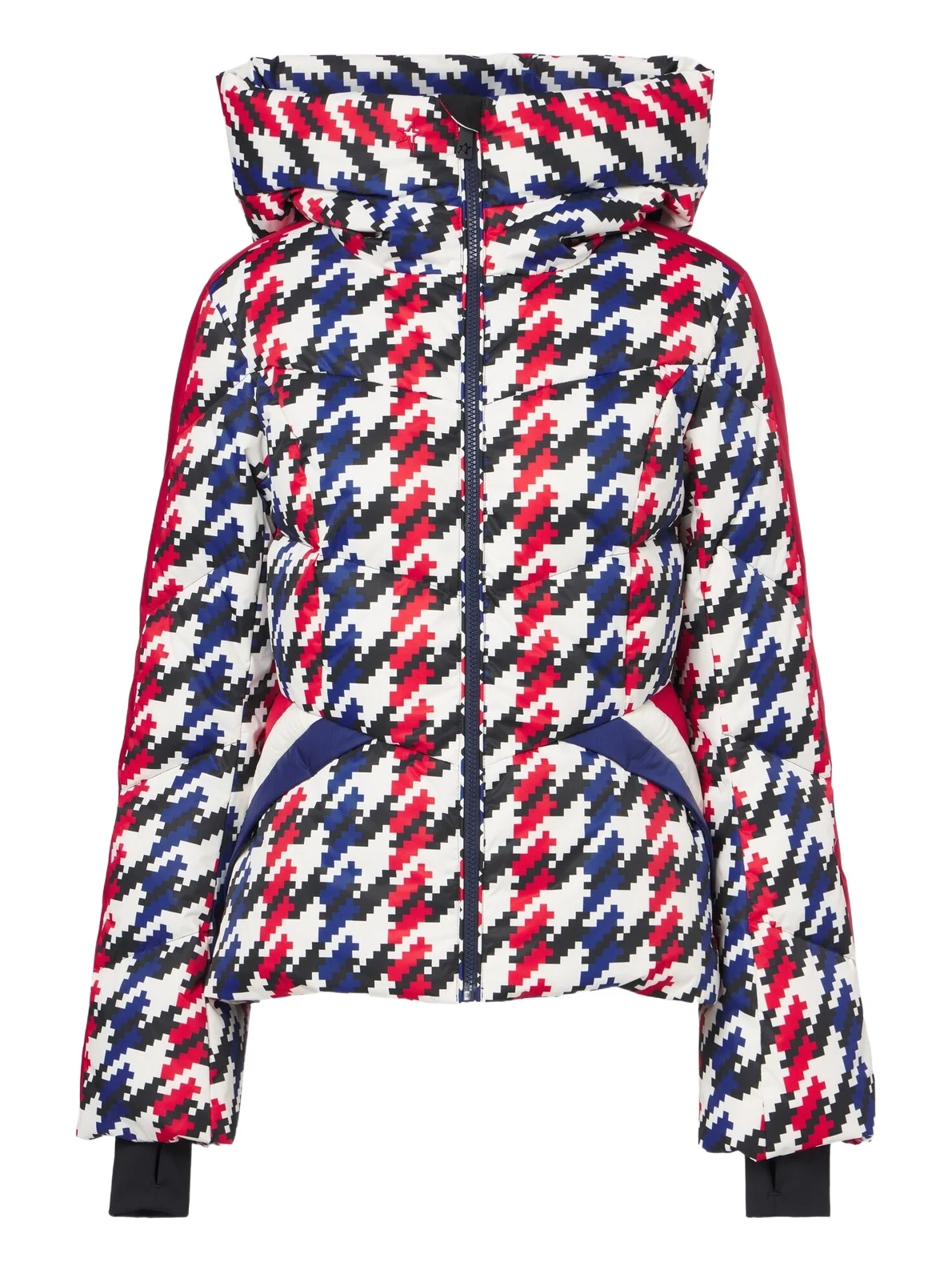 Duvet houndstooth hooded down ski jacket Duvet houndstooth hooded down ski jacket