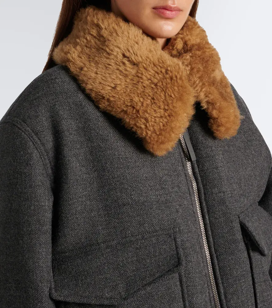 AMI PARIS Shearling-trimmed virgin wool blouson jacket | Thumbnail 2 AMI PARIS Shearling-trimmed virgin wool blouson jacket | Thumbnail 2