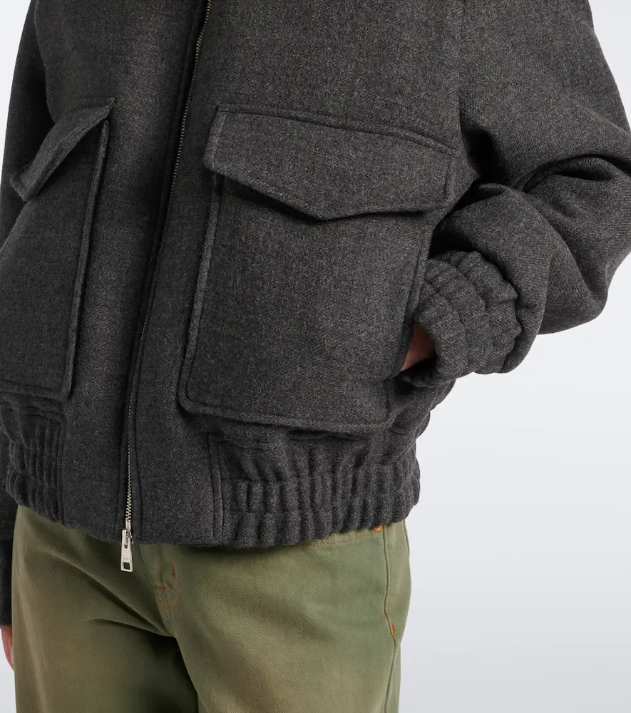 AMI PARIS Shearling-trimmed virgin wool blouson jacket | Thumbnail 4 AMI PARIS Shearling-trimmed virgin wool blouson jacket | Thumbnail 4
