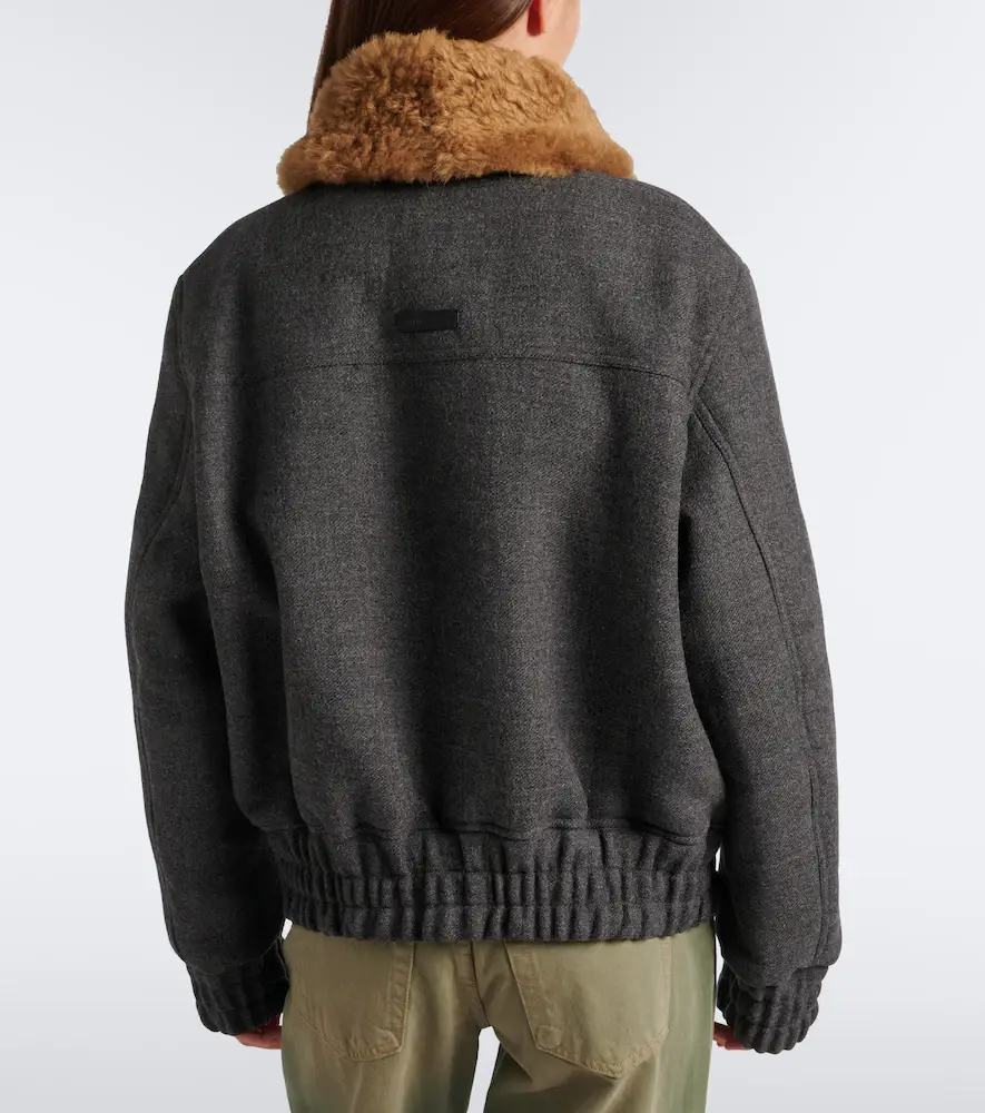 AMI PARIS Shearling-trimmed virgin wool blouson jacket | Thumbnail 6 AMI PARIS Shearling-trimmed virgin wool blouson jacket | Thumbnail 6