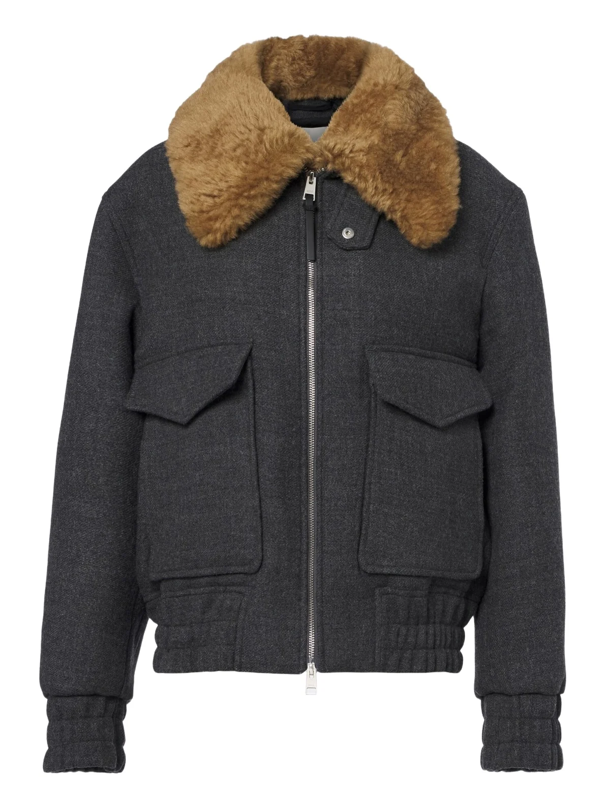 Shearling-trimmed virgin wool blouson jacket