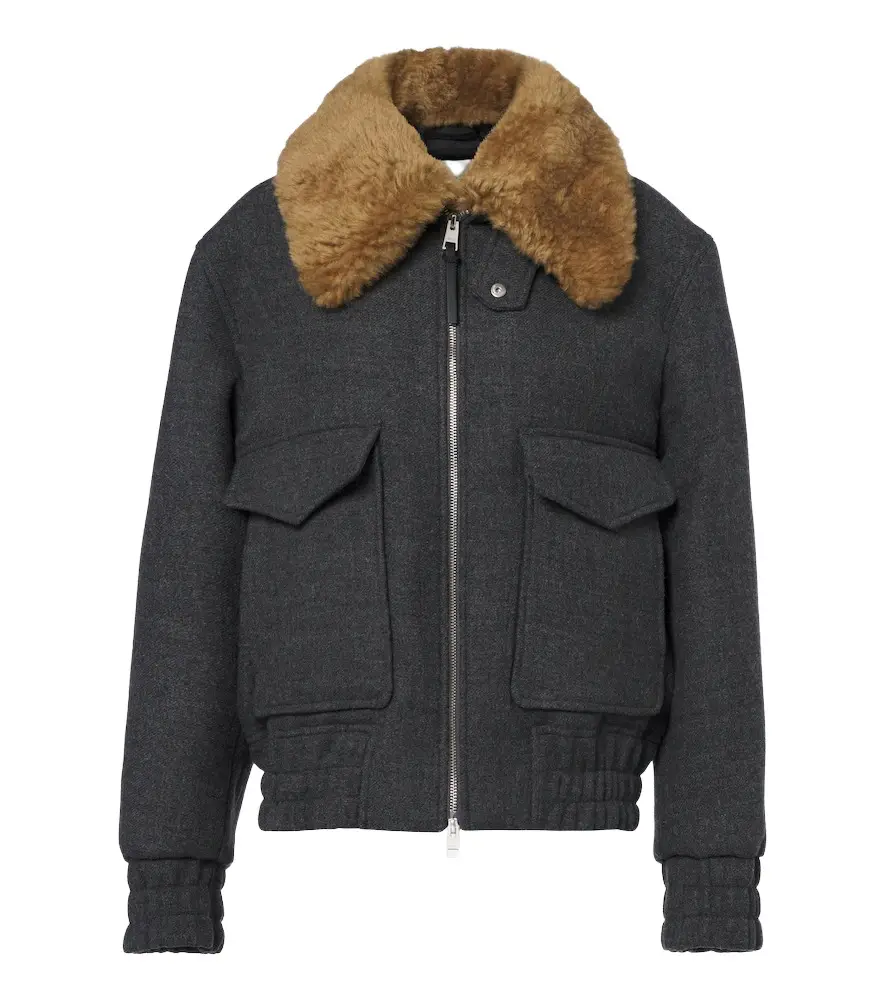 Shearling-trimmed virgin wool blouson jacket Shearling-trimmed virgin wool blouson jacket