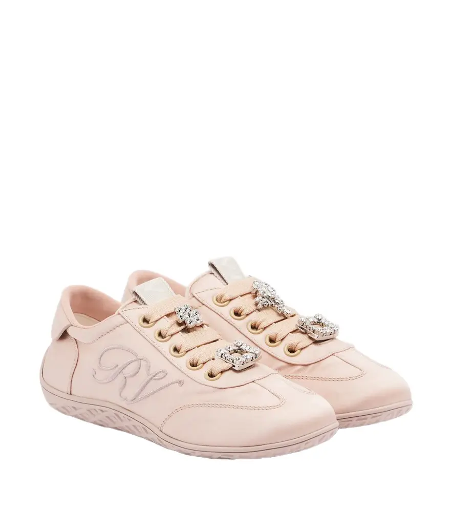 Roger Vivier Viv Low leather-trimmed satin sneakers