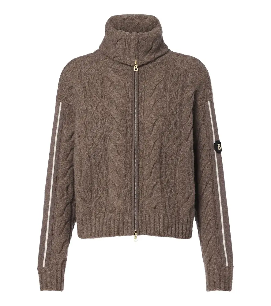 Bogner Lotta cable-knit wool-blend zip-up sweater