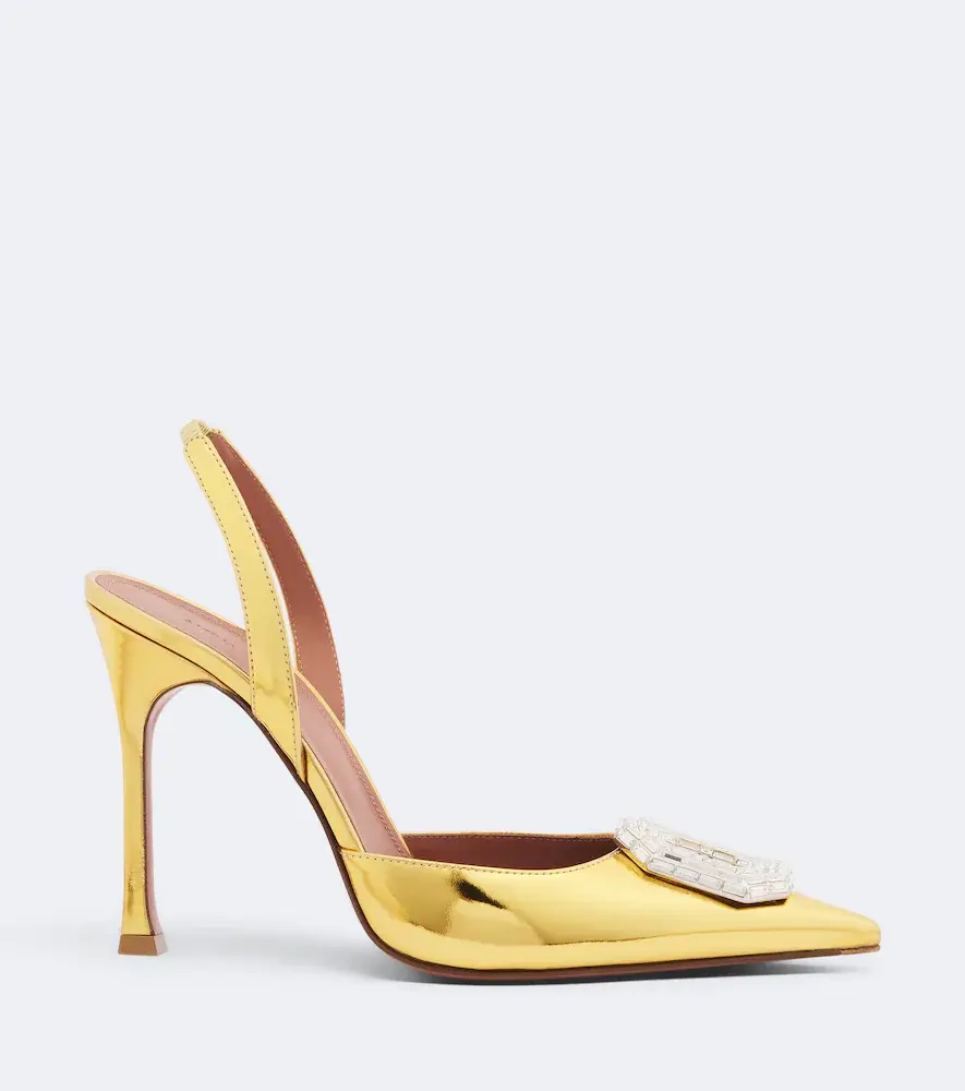 Amina Muaddi Camelia mirrored leather slingback pumps | Thumbnail 3 Amina Muaddi Camelia mirrored leather slingback pumps | Thumbnail 3