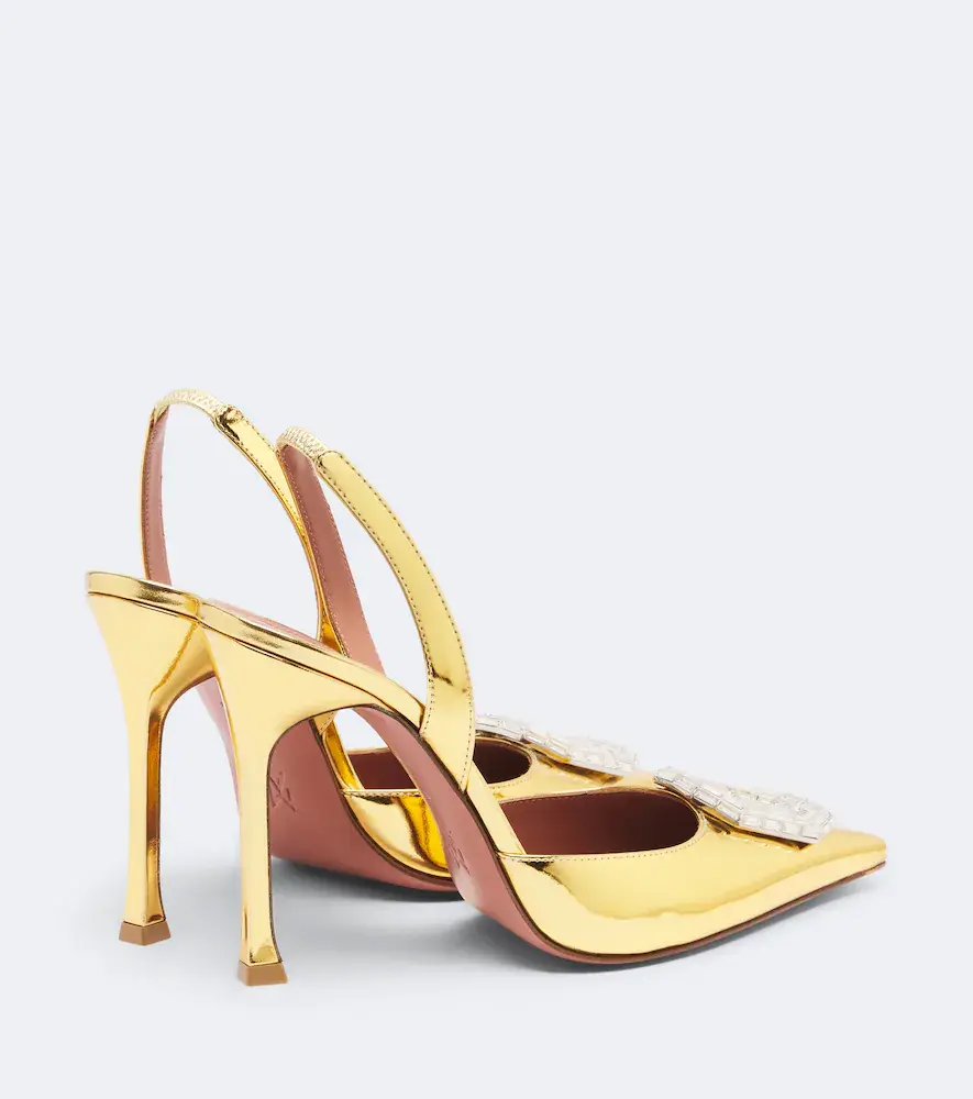 Amina Muaddi Camelia mirrored leather slingback pumps | Thumbnail 4 Amina Muaddi Camelia mirrored leather slingback pumps | Thumbnail 4