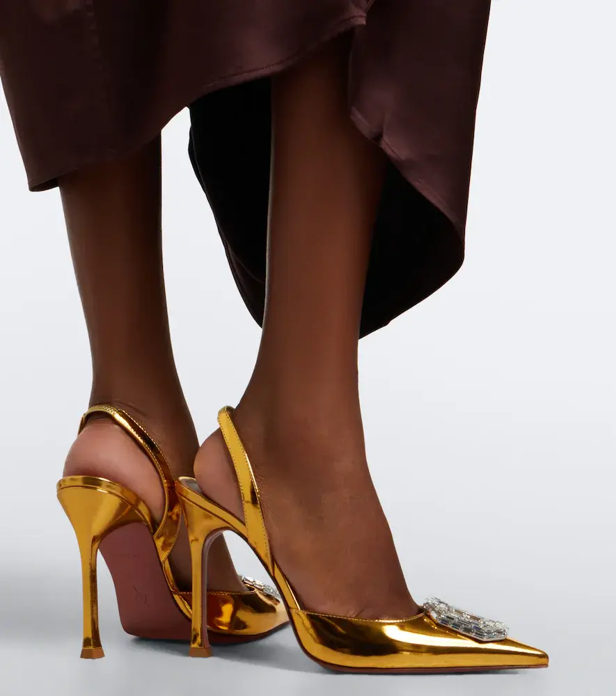 Amina Muaddi Camelia mirrored leather slingback pumps | Thumbnail 6 Amina Muaddi Camelia mirrored leather slingback pumps | Thumbnail 6