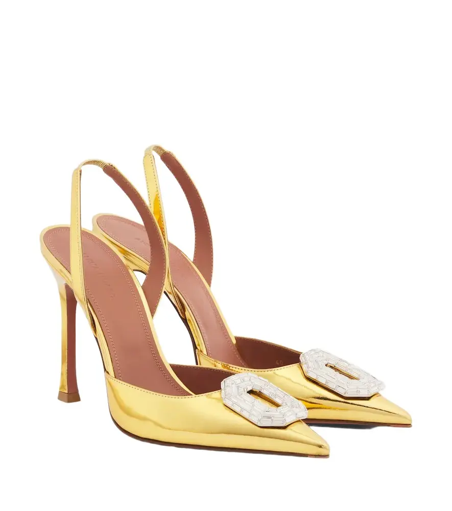 Camelia mirrored leather slingback pumps Camelia mirrored leather slingback pumps