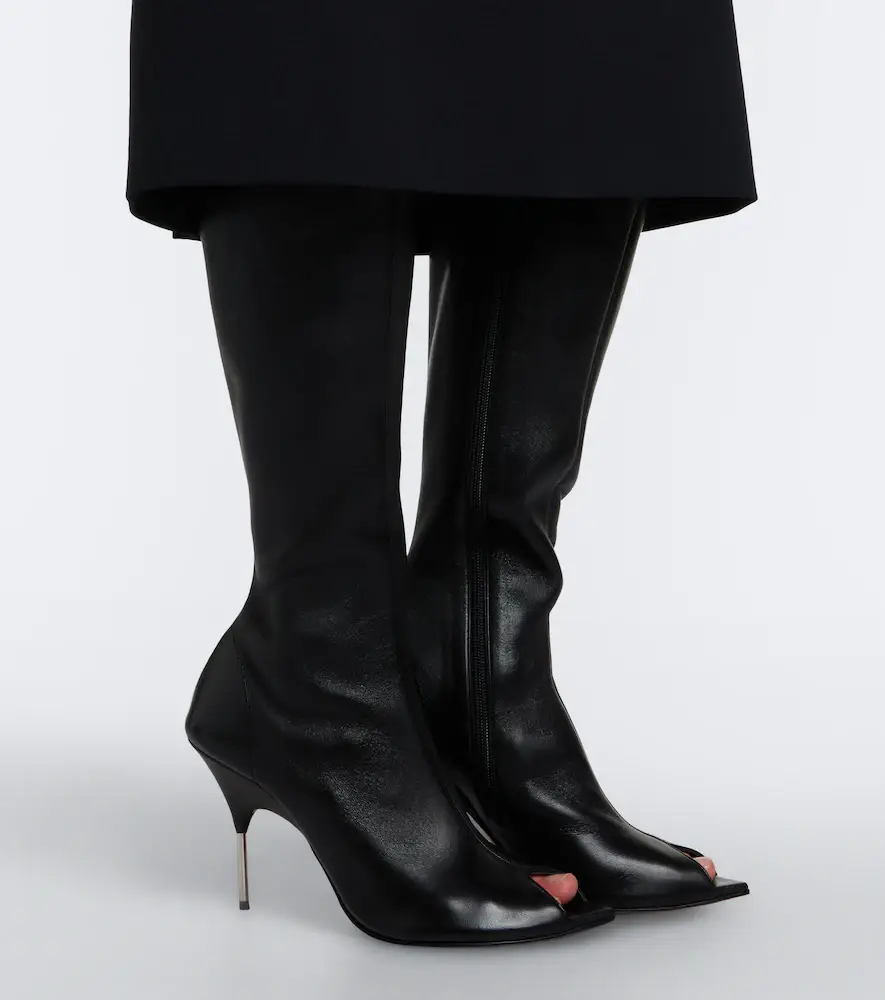 Amina Muaddi Bruna leather knee-high boots | Thumbnail 5
