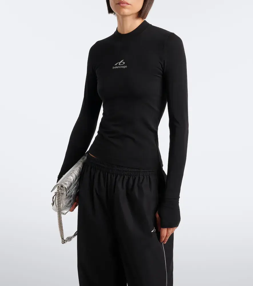 Balenciaga Logo cotton-blend jersey T-shirt | Thumbnail 4 Balenciaga Logo cotton-blend jersey T-shirt | Thumbnail 4