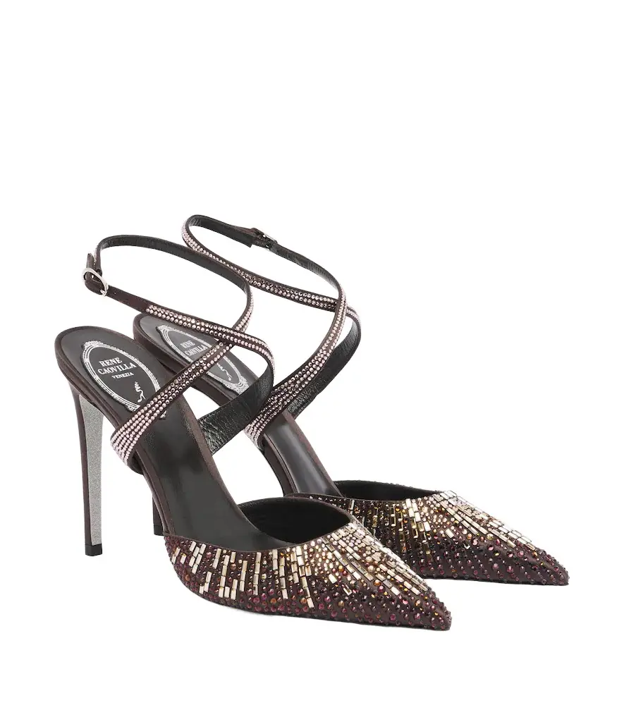 Swarovski-embellished satin pumps Swarovski-embellished satin pumps