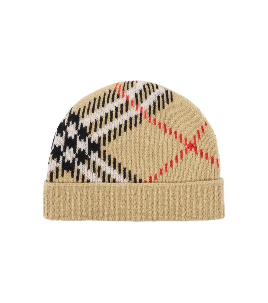Burberry Check cashmere-blend beanie