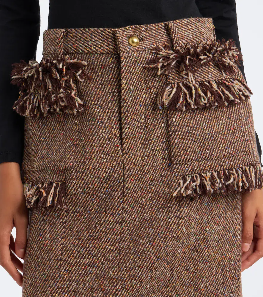 Sacai Fringed peplum tweed midi skirt | Thumbnail 2 Sacai Fringed peplum tweed midi skirt | Thumbnail 2