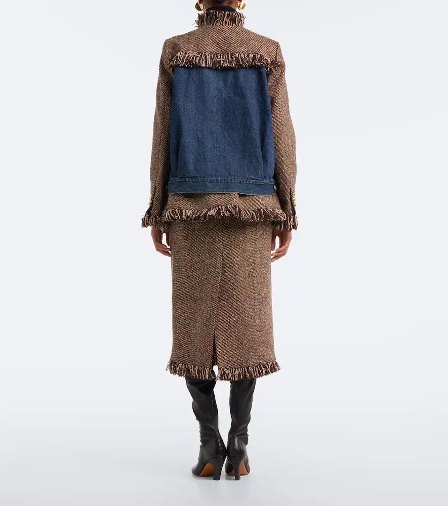 Sacai Fringed peplum tweed midi skirt | Thumbnail 6 Sacai Fringed peplum tweed midi skirt | Thumbnail 6