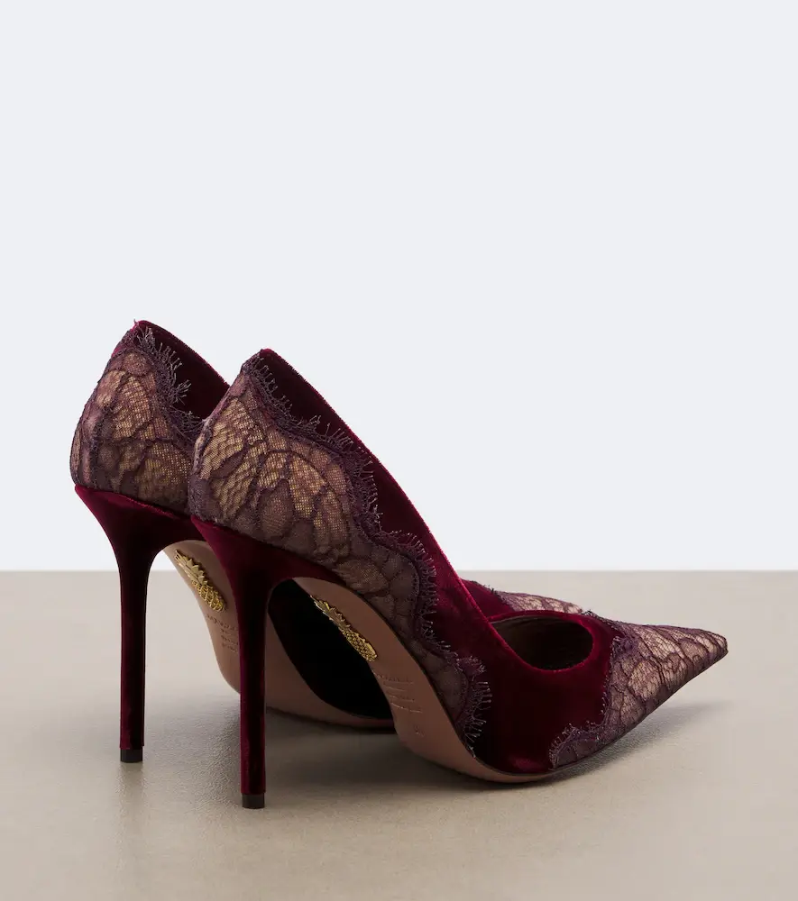 Aquazzura Meadow lace-trimmed velvet pumps | Thumbnail 3 Aquazzura Meadow lace-trimmed velvet pumps | Thumbnail 3