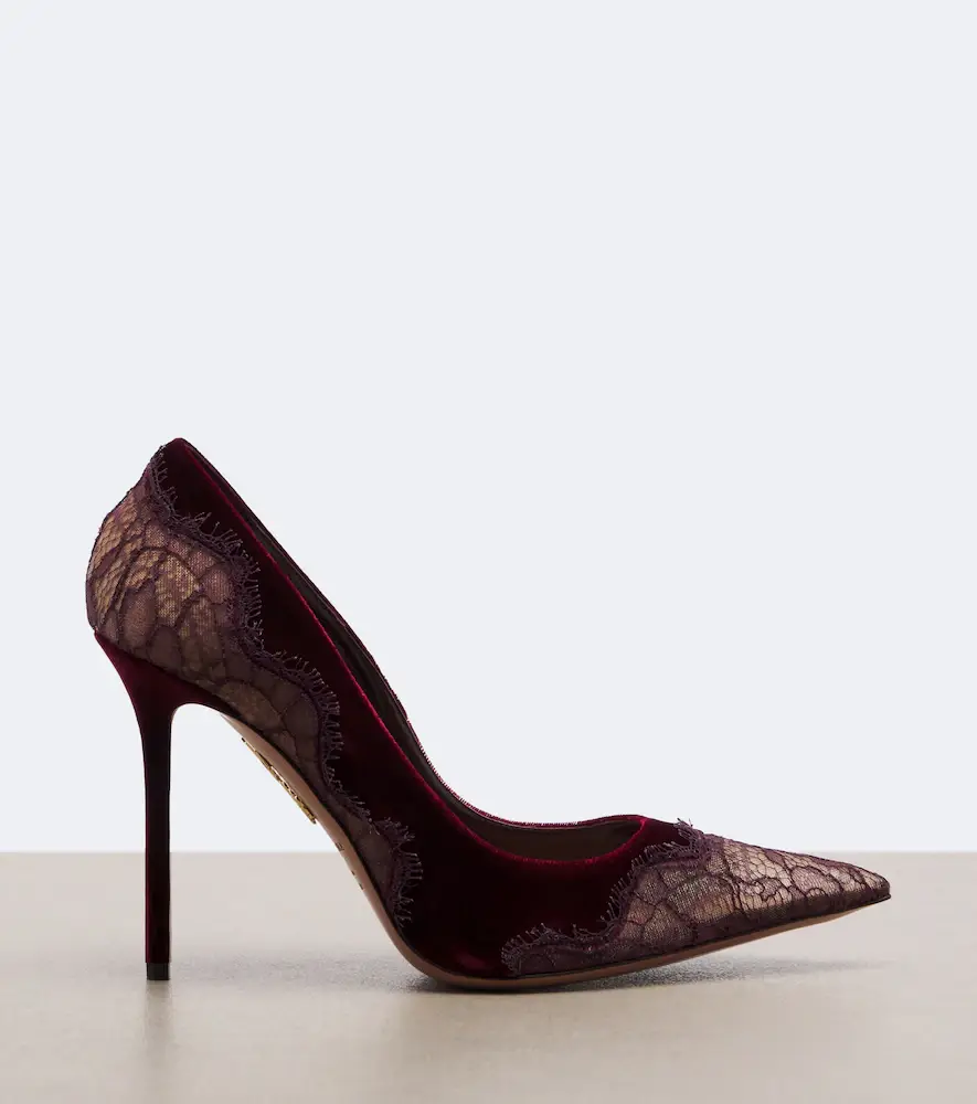 Aquazzura Meadow lace-trimmed velvet pumps | Thumbnail 4 Aquazzura Meadow lace-trimmed velvet pumps | Thumbnail 4