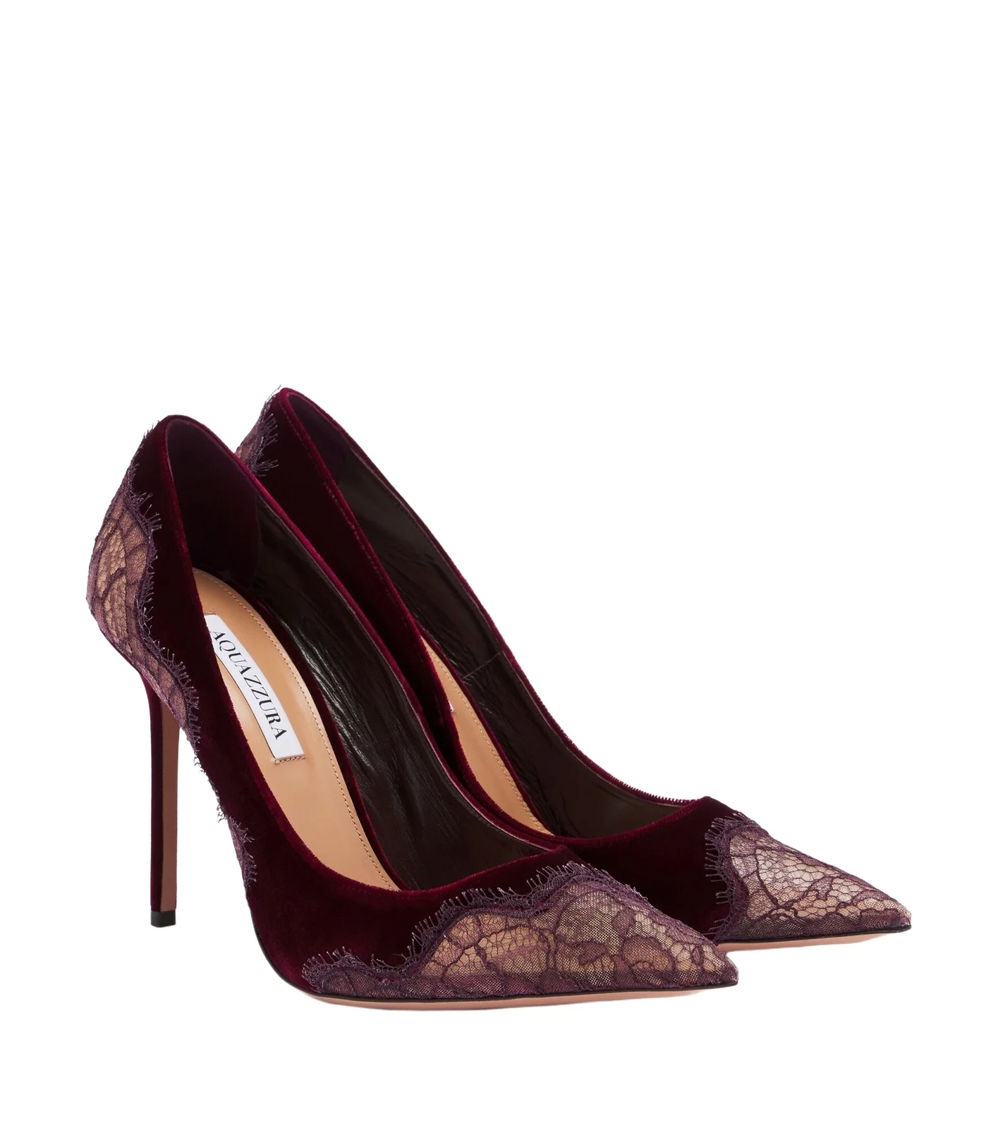 Aquazzura Meadow lace-trimmed velvet pumps