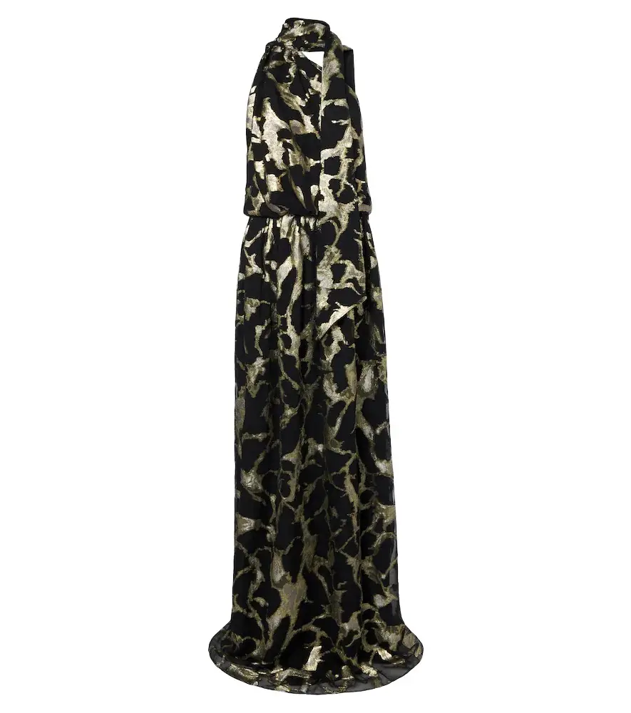 Kintsugi silk-blend fil coupé gown