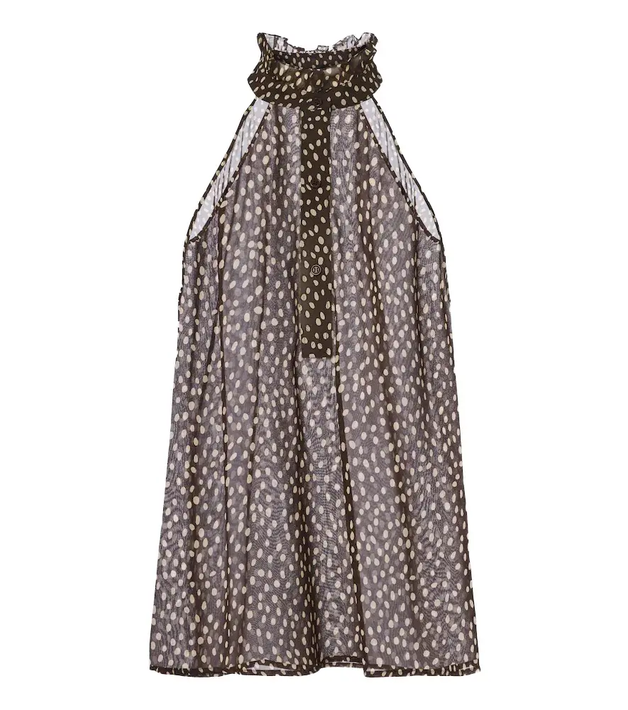 Nili Lotan Daniella polka-dot halterneck silk top