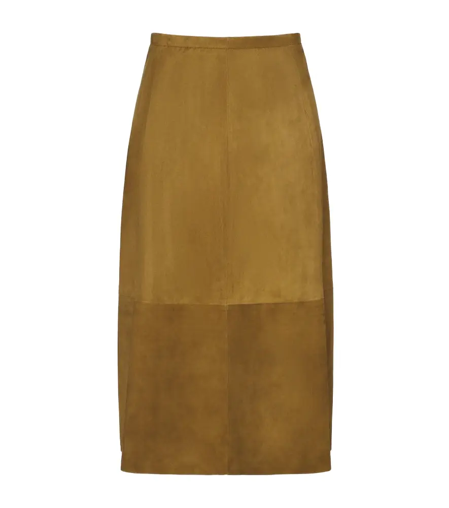 Suede midi skirt