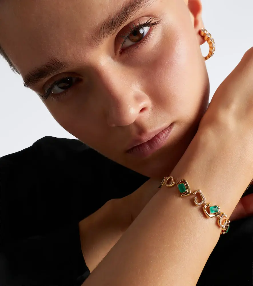 SHAY JEWELRY 18kt gold bracelet with emeralds and diamonds | Thumbnail 3