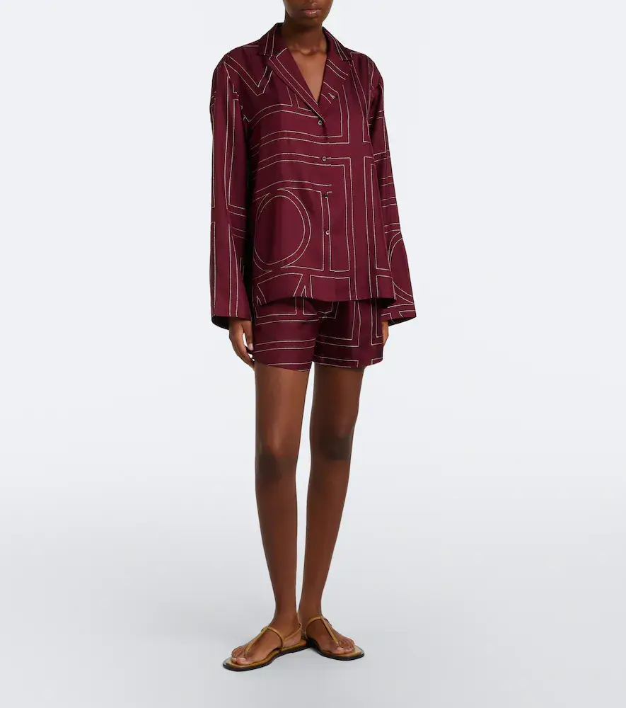 TOTEME Monogram silk twill shorts | Thumbnail 3 TOTEME Monogram silk twill shorts | Thumbnail 3