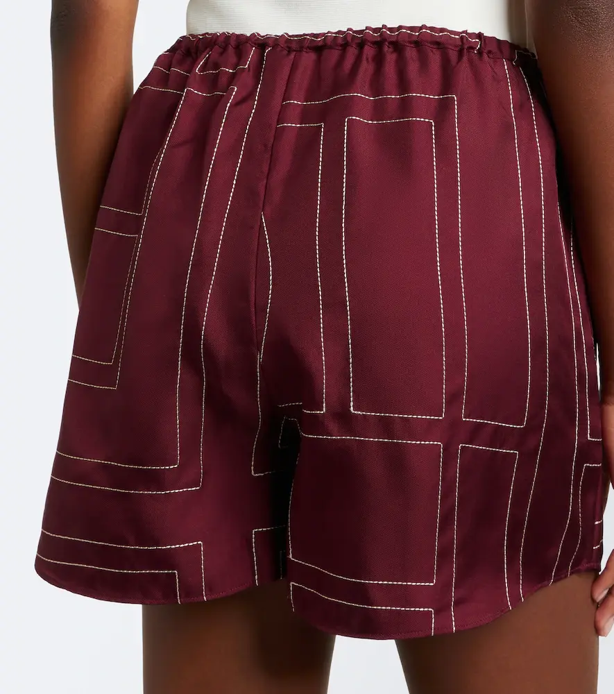 TOTEME Monogram silk twill shorts | Thumbnail 4 TOTEME Monogram silk twill shorts | Thumbnail 4