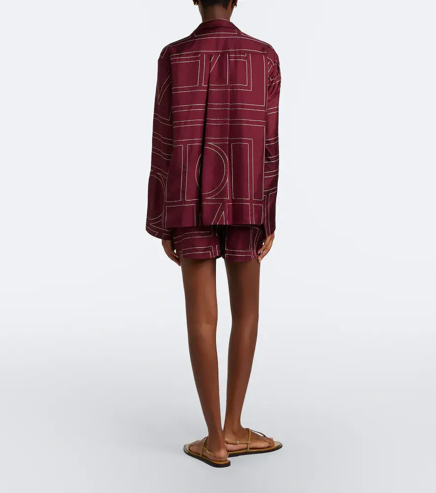 TOTEME Monogram silk twill shorts | Thumbnail 5 TOTEME Monogram silk twill shorts | Thumbnail 5